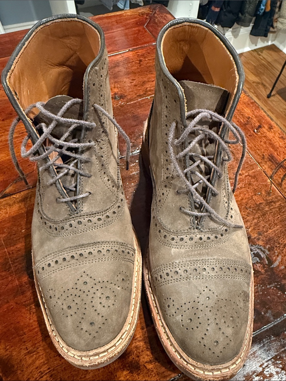 Allen Edmonds Brown Brogue Lace-Up Boots